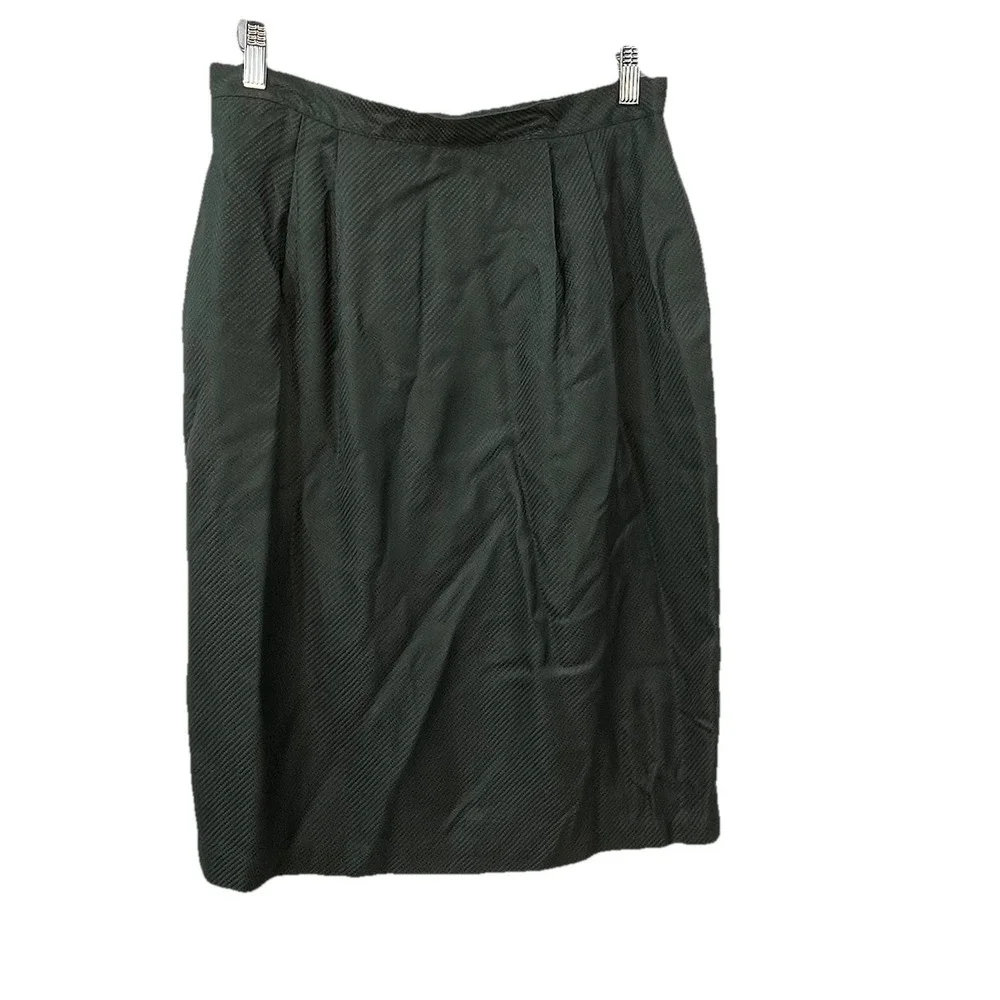 Casual Corner Womens  Vintage‎ 2 PC Rayon Skirt Suit Size 14 Green Beige Plaid